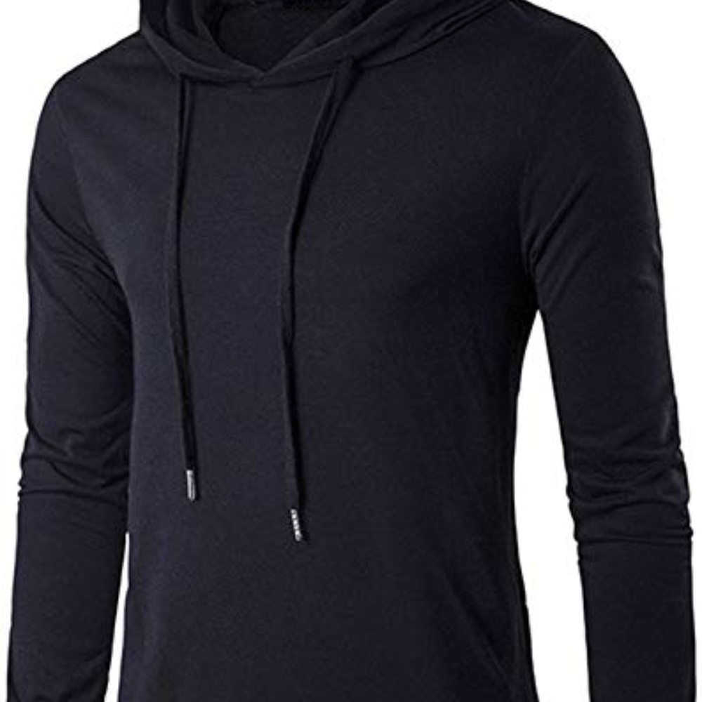 WHATLEES Mens Hipster Solid Hoodie T-Shirt New